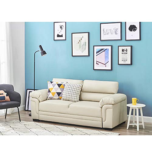 Modern 2-Seater Faux Leather Sofa in Cream