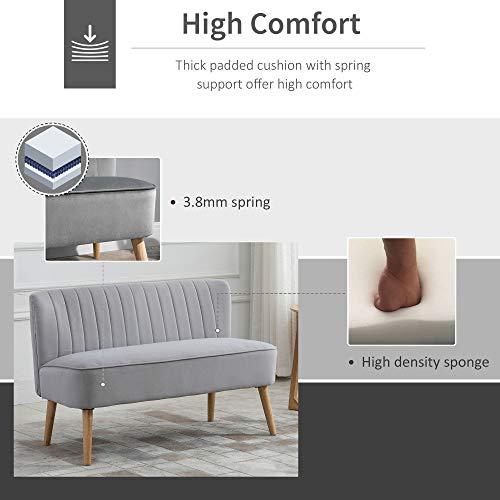 Modern Velvet 2-Seater Armless Sofa - Grey