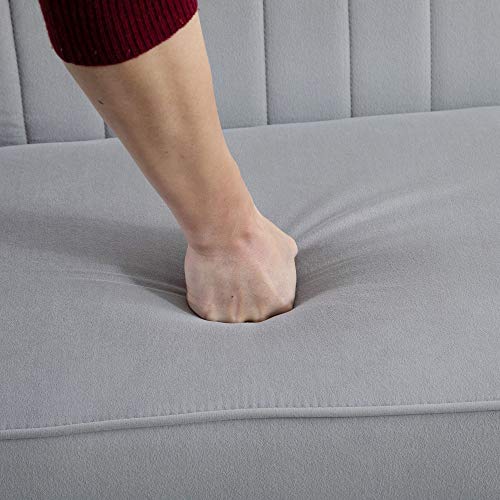 Modern Velvet 2-Seater Armless Sofa - Grey