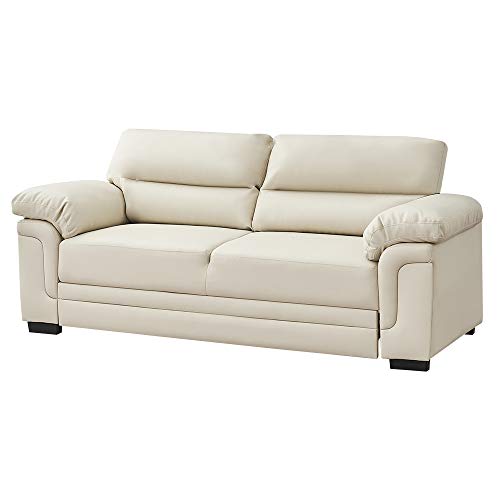 Modern 2-Seater Faux Leather Sofa in Cream