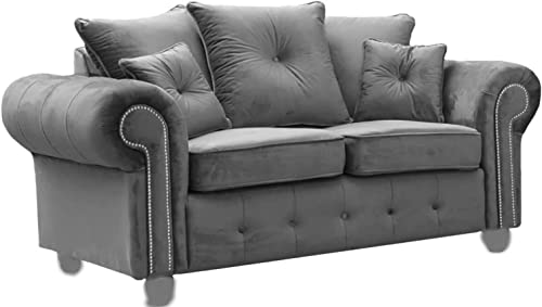 Dark Grey Plush 3 & 2 Seater Sofa Set