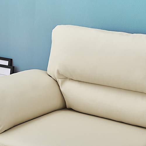 Modern 2-Seater Faux Leather Sofa in Cream