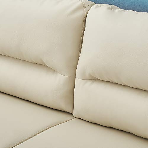 Modern 2-Seater Faux Leather Sofa in Cream