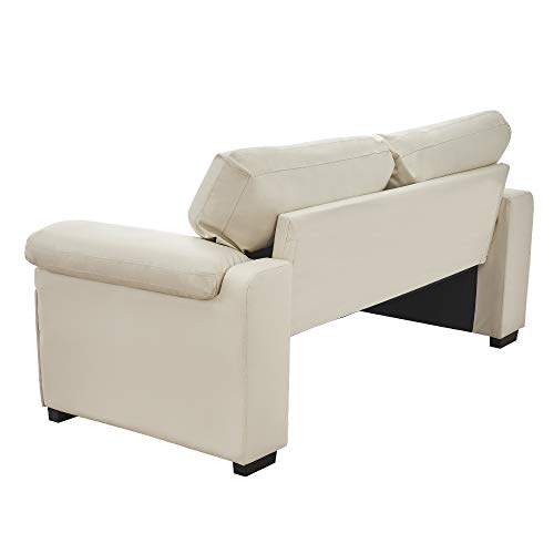 Modern 2-Seater Faux Leather Sofa in Cream