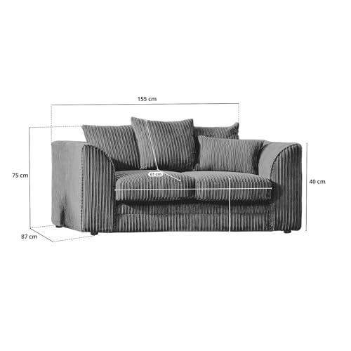 Jumbo Cord Scatter Back 2-Seater Sofa in Grey