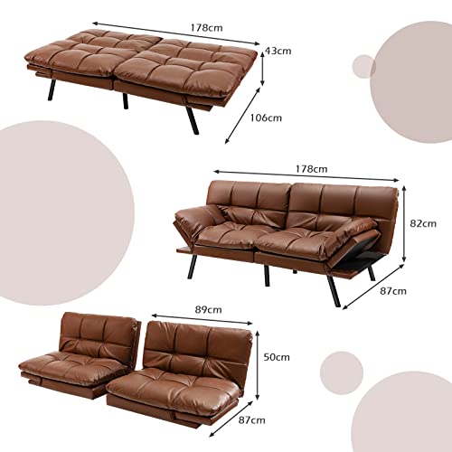 Modern Convertible Sofa Bed with Adjustable Armrests