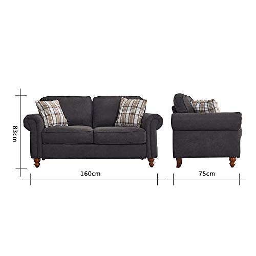 Retro Design 2-Seater Sofa with Cushions