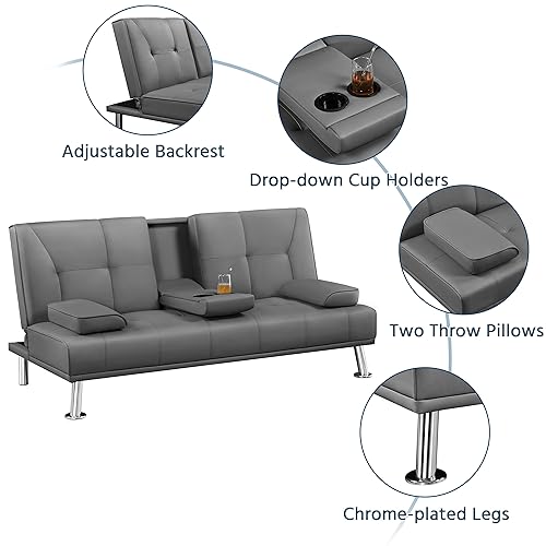 Yaheetech Dark Gray Click Clack Sofa Bed