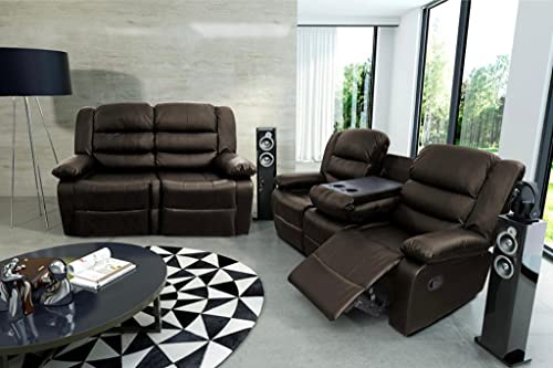 Roma Black Leather Recliner Sofa with Cupholders