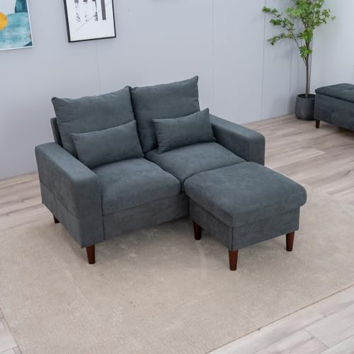 Panana Grey 2-Seater Sofa with Footstool and Cushions