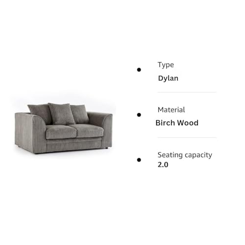 Jumbo Cord Scatter Back 2-Seater Sofa in Grey