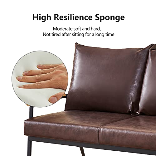 LEMROE Modern Leather 2-Seater Sofa with Metal Frame
