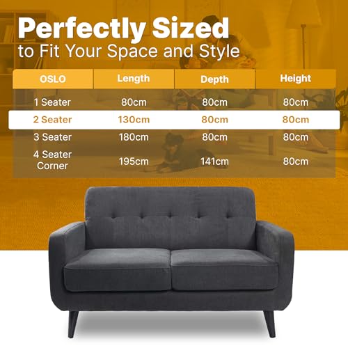 Elegant Charcoal 2-Seater Chenille Sofa