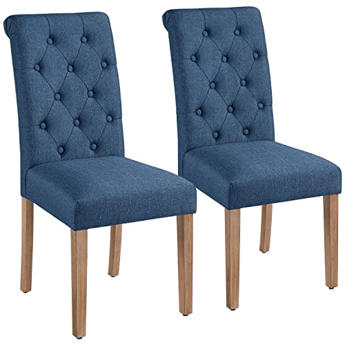 Yaheetech Upholstered High Back Dining Chairs - Blue