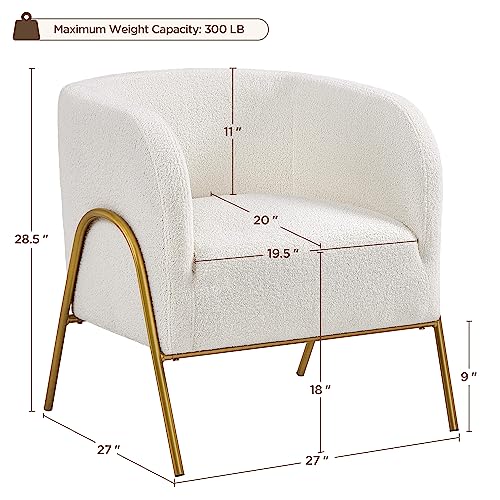 Ivory Fuzzy Boucle Barrel Accent Chair
