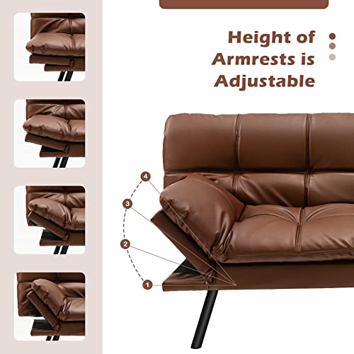 Modern Convertible Sofa Bed with Adjustable Armrests