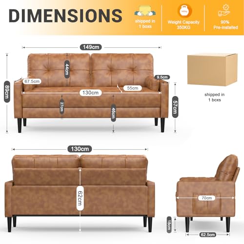 Modern 2-Seater Sofa with Cushions and Storage