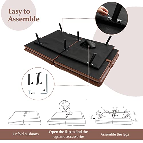 Modern Convertible Sofa Bed with Adjustable Armrests
