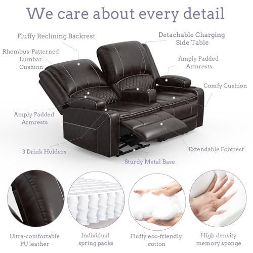 SQUEBILIFE Leather Recliner 2-Seater Sofa Set