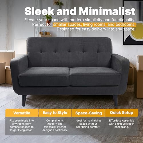 Elegant Charcoal 2-Seater Chenille Sofa