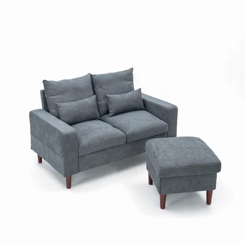 Panana Grey 2-Seater Sofa with Footstool and Cushions