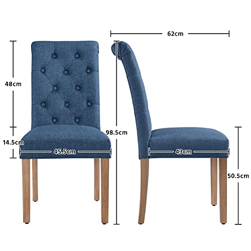 Yaheetech Upholstered High Back Dining Chairs - Blue