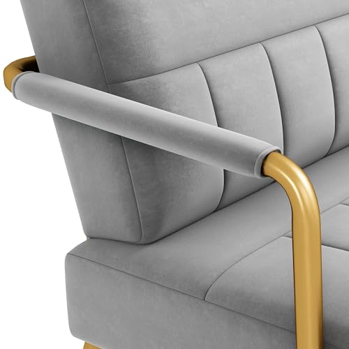 Light Gray Velvet 2-Seater Modern Sofa Loveseat