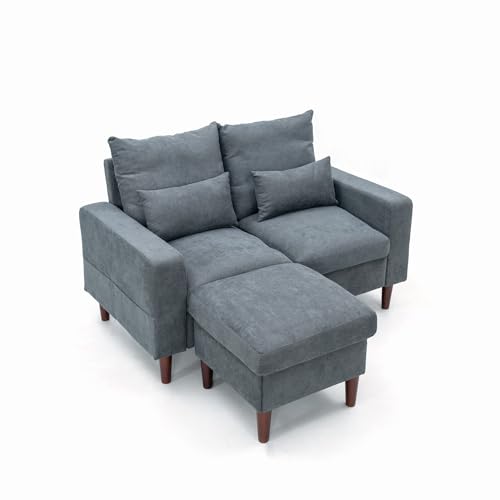 Panana Grey 2-Seater Sofa with Footstool and Cushions