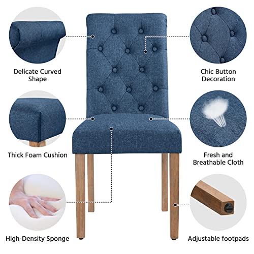 Yaheetech Upholstered High Back Dining Chairs - Blue