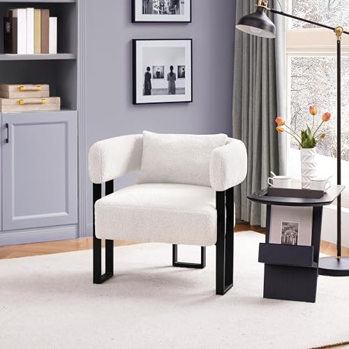Modern Boucle Accent Chair with Lumbar Pillow