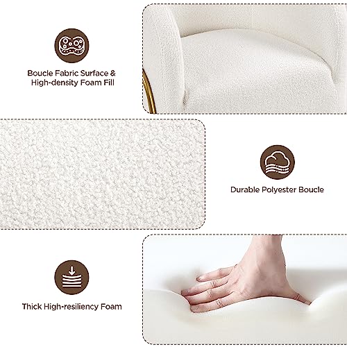 Ivory Fuzzy Boucle Barrel Accent Chair