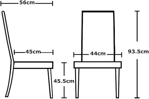 Set of 2 Fabric Dining Chairs with Wooden Legs