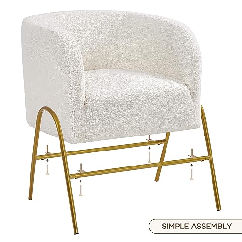 Ivory Fuzzy Boucle Barrel Accent Chair