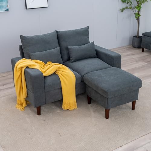 Panana Grey 2-Seater Sofa with Footstool and Cushions
