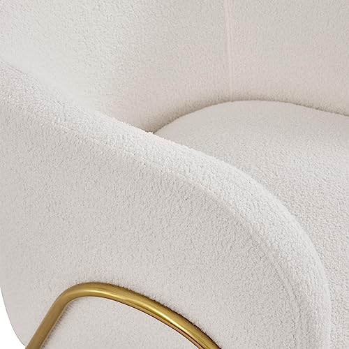 Ivory Fuzzy Boucle Barrel Accent Chair