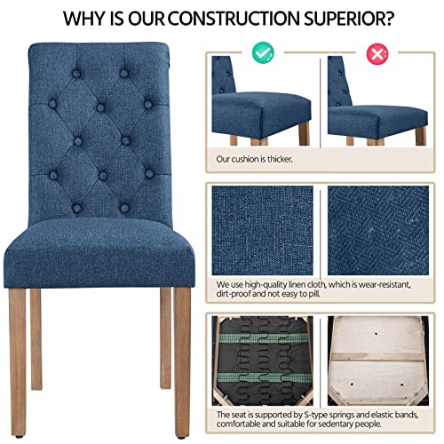 Yaheetech Upholstered High Back Dining Chairs - Blue