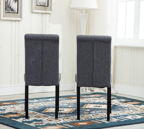 Set of 2 Fabric Dining Chairs with Wooden Legs