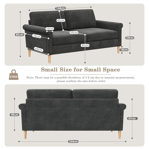 Vesgantti 2-Seater Fabric Loveseat Sofa in Grey