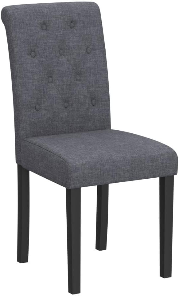 Set of 2 Fabric Dining Chairs with Wooden Legs