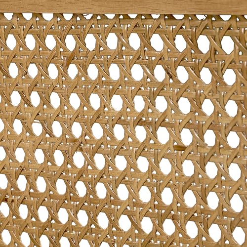Ivory Boucle Fabric Accent Chair with Rattan Sides