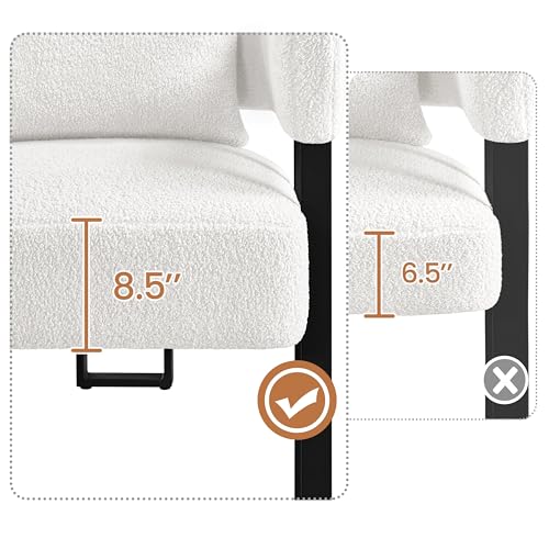 Modern Boucle Accent Chair with Lumbar Pillow