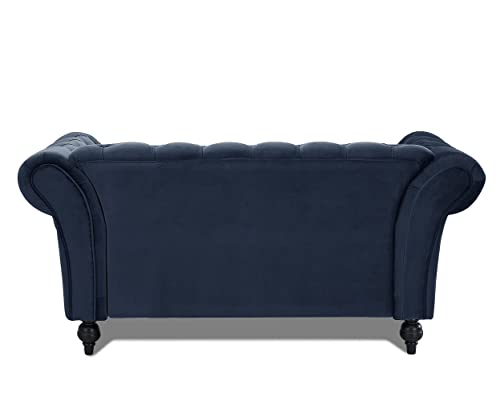 Midnight Blue Velvet Chesterfield Sofa - 2 Seater