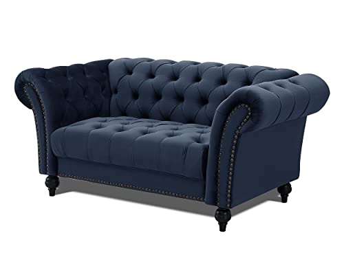 Midnight Blue Velvet Chesterfield Sofa - 2 Seater