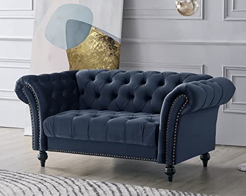 Midnight Blue Velvet Chesterfield Sofa - 2 Seater