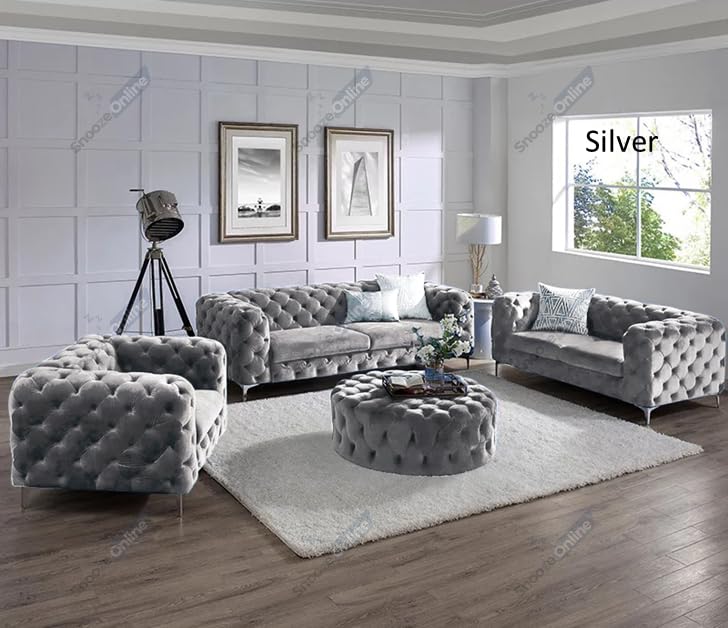 Velvet Monaco 3 and 2 Seater Sofa Set