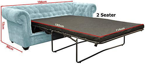 Light Blue Chesterfield Style 2-Seater Sofa Bed