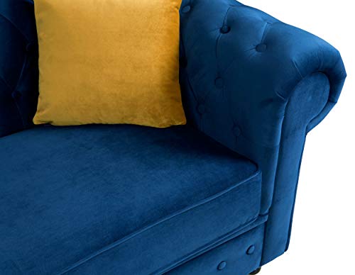 Hilton Chesterfield Navy Blue Velvet Sofa Set