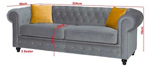 Hilton Grey Chesterfield 3+2 Seater Sofa Set