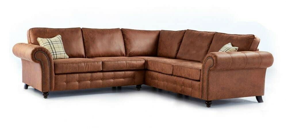 Modern Large Corner Sofa Set in Brown