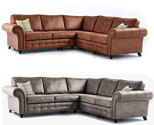 Modern Large Corner Sofa Set in Brown